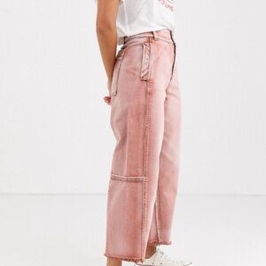 NWT Free People Monroe high waisted barrel leg jeans in color pink cinnamon I 29